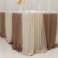 Beige table skirt draping for elegant events and decorations.