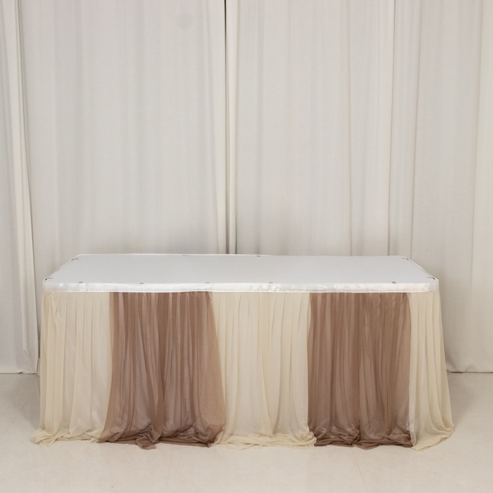 14ft Sheer Pleated Ruffle Skirting Chiffon Table Skirt - Thumbnail 4