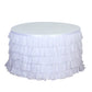 White ruffled table cover for elegant decor and events.