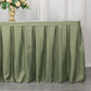 21ft Dusty Sage Green Pleated Polyester Table Skirt, Banquet Folding Table Skirt