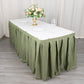 21ft Dusty Sage Green Pleated Polyester Table Skirt, Banquet Folding Table Skirt