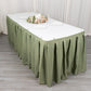 21ft Dusty Sage Green Pleated Polyester Table Skirt, Banquet Folding Table Skirt