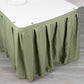 21ft Dusty Sage Green Pleated Polyester Table Skirt, Banquet Folding Table Skirt