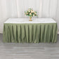 21ft Dusty Sage Green Pleated Polyester Table Skirt, Banquet Folding Table Skirt