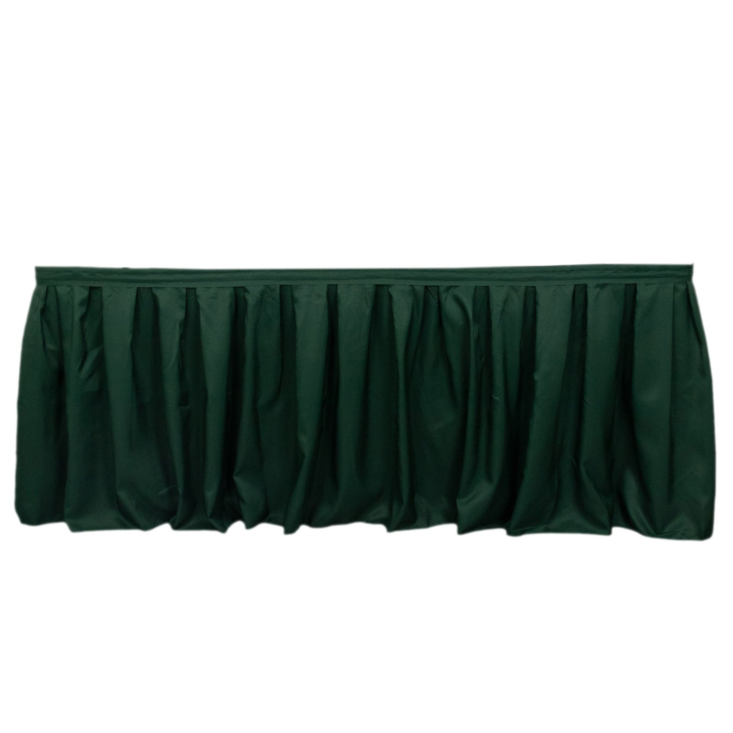 21ft Hunter Emerald Green Pleated Polyester Table Skirt, Banquet Folding Table Skirt