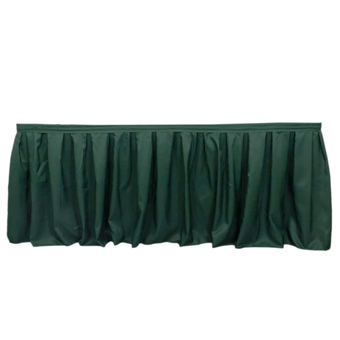 21ft Hunter Emerald Green Pleated Polyester Table Skirt, Banquet Folding Table Skirt