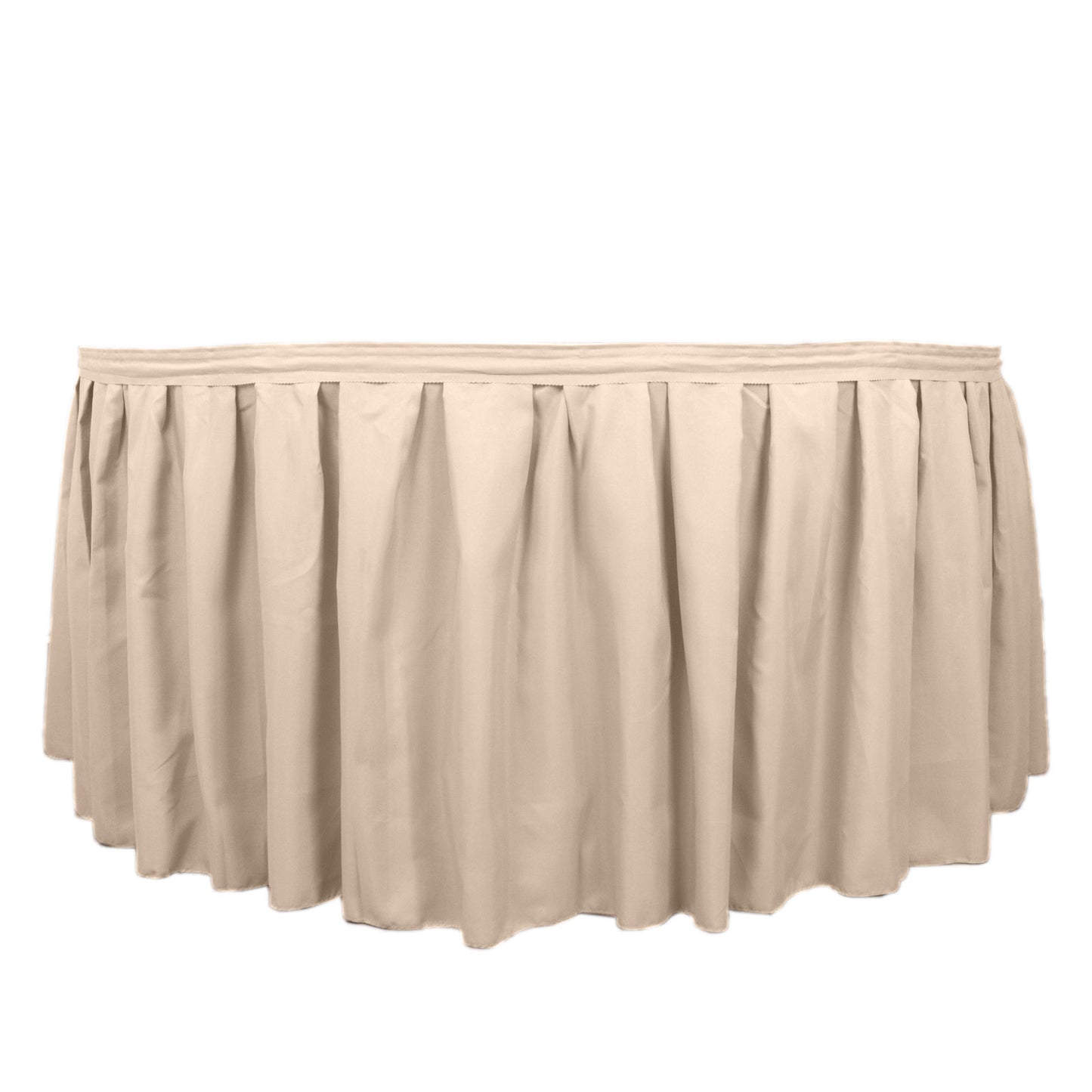 21ft Nude Pleated Polyester Table Skirt, Banquet Folding Table Skirt