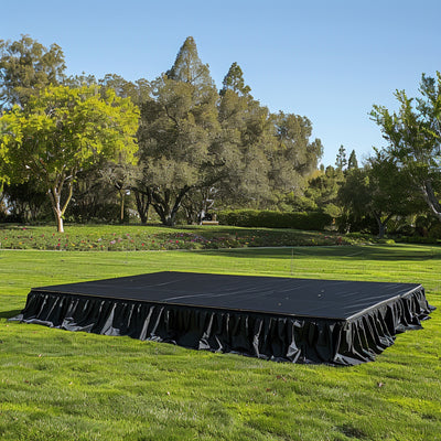 Black Polyester Shirred Pleat Stage Skirting