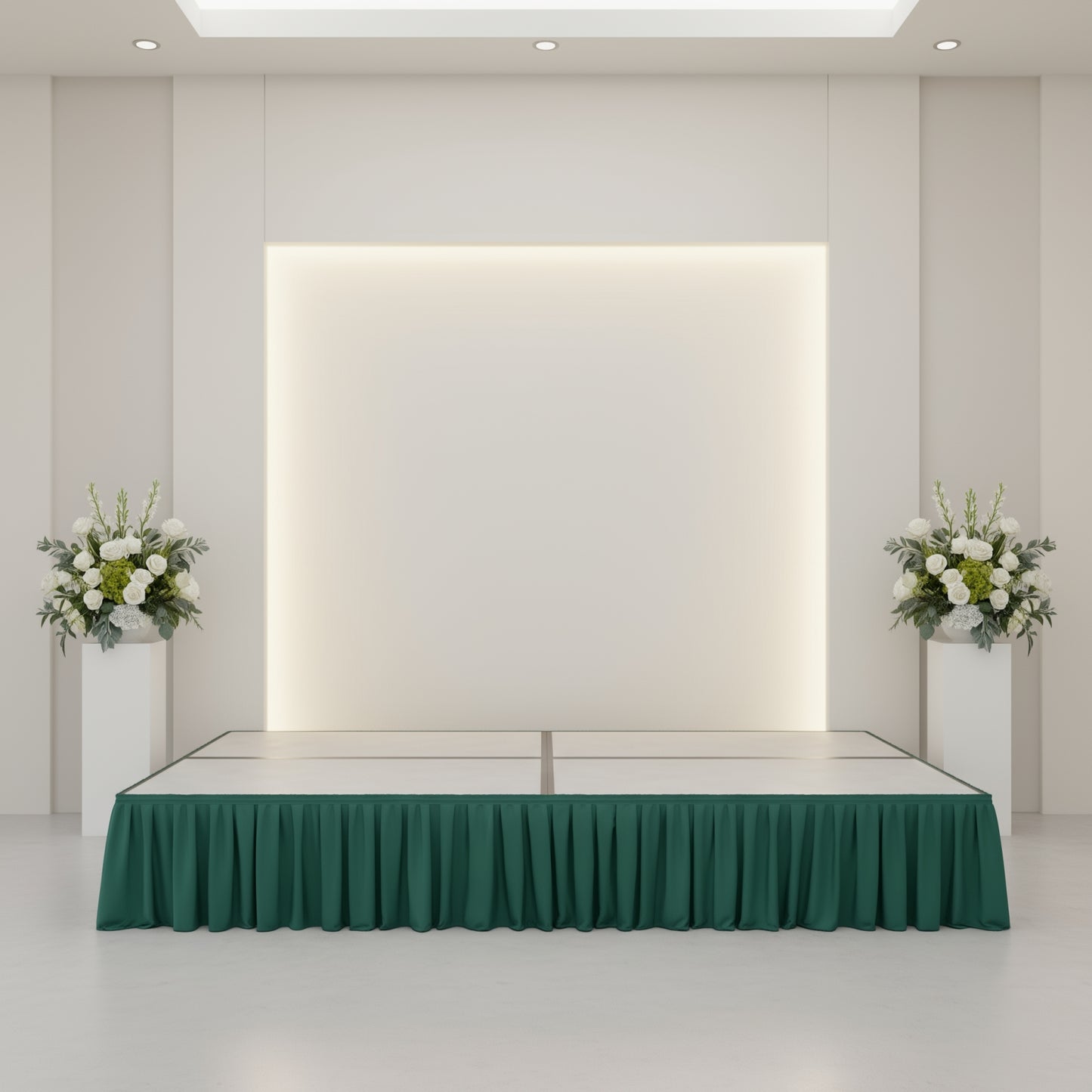 Portable Stage Skirt Hunter Emerald Green Polyester Platform Skirting Cloth for Events, Performances & Wedding Staging - 16"x10ft