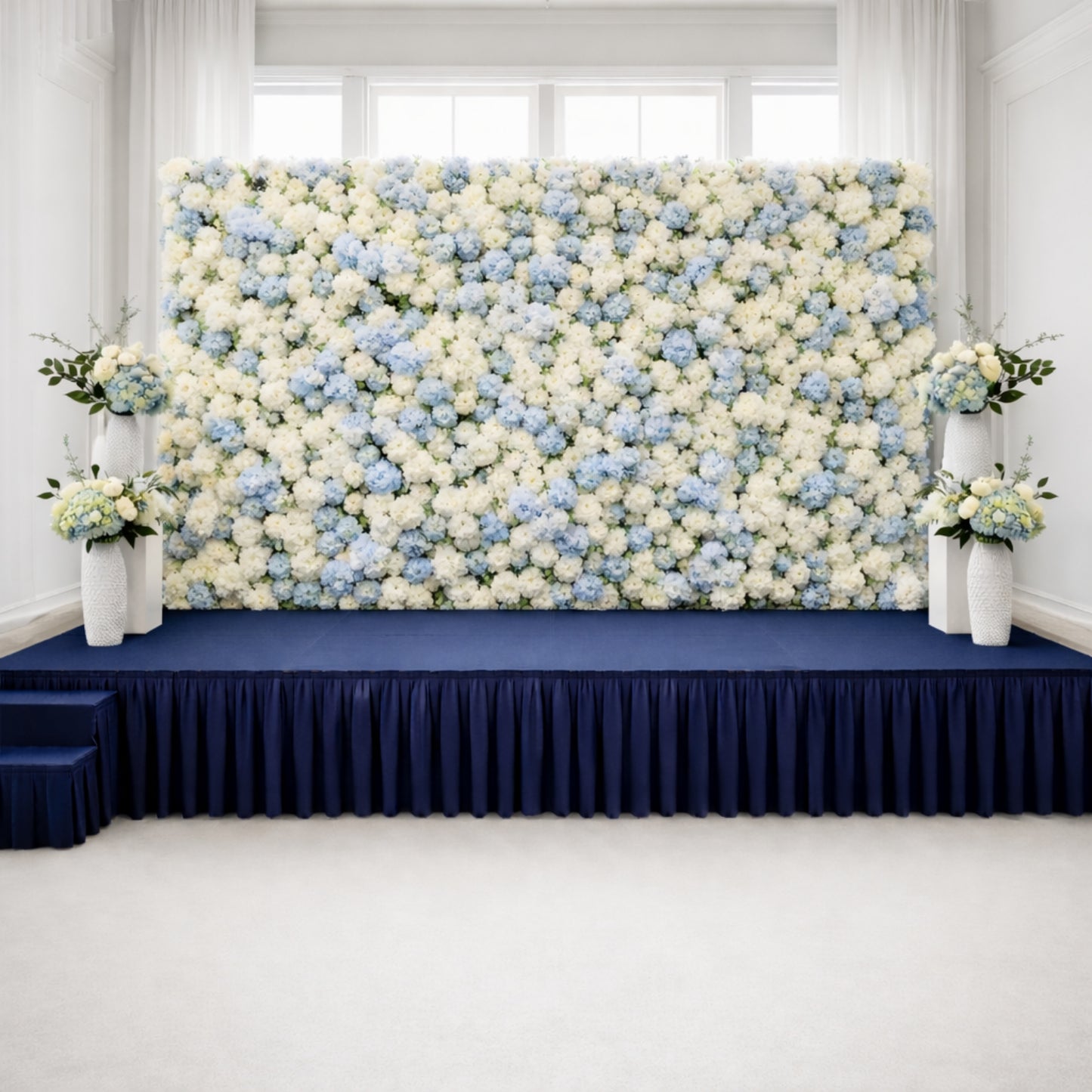 Portable Stage Skirt Navy Blue Polyester Platform Skirting Cloth for Events, Performances & Wedding Staging - 16"x10ft