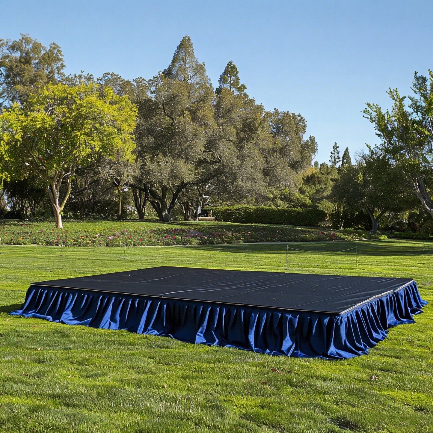 Portable Stage Skirt Navy Blue Polyester Platform Skirting Cloth for Events, Performances & Wedding Staging - 16"x10ft