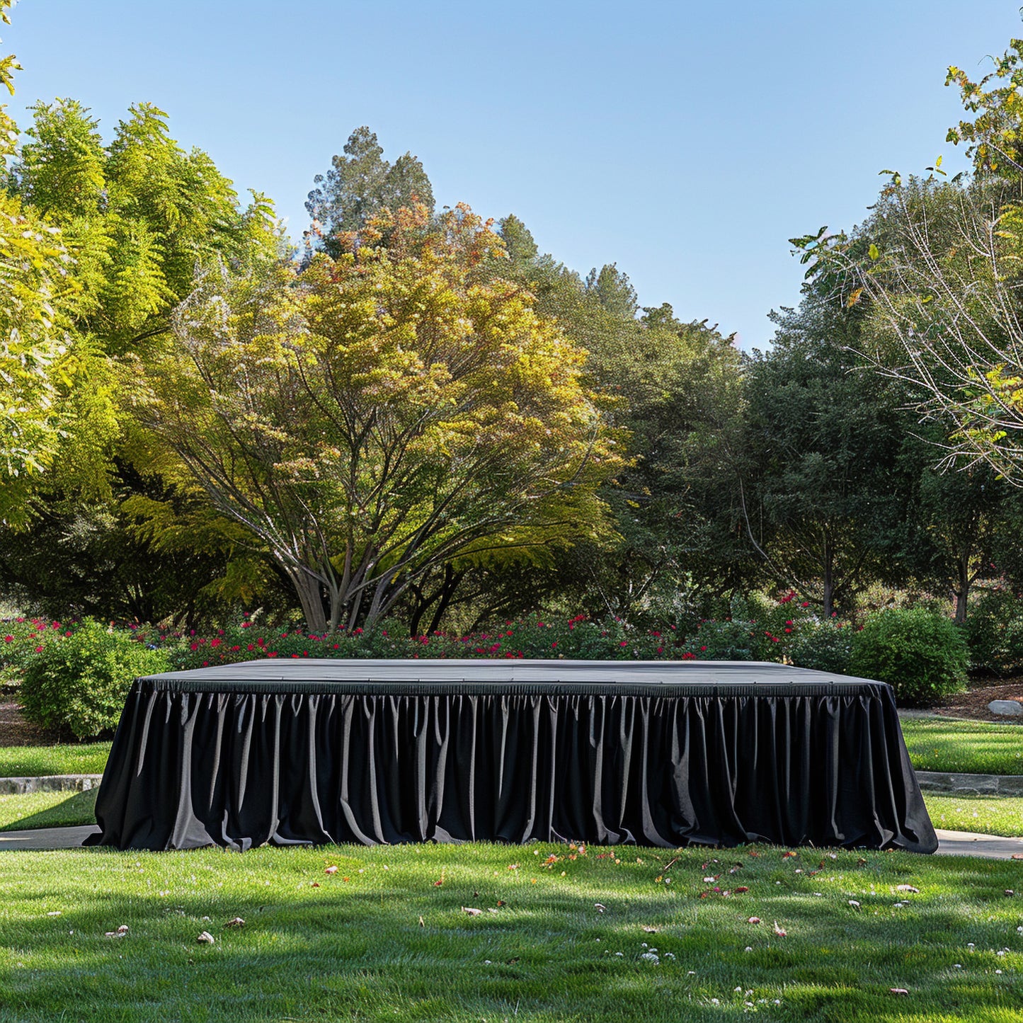 Portable Stage Skirt Black Polyester Platform Skirting Cloth for Events, Performances & Wedding Staging - 36"x20ft