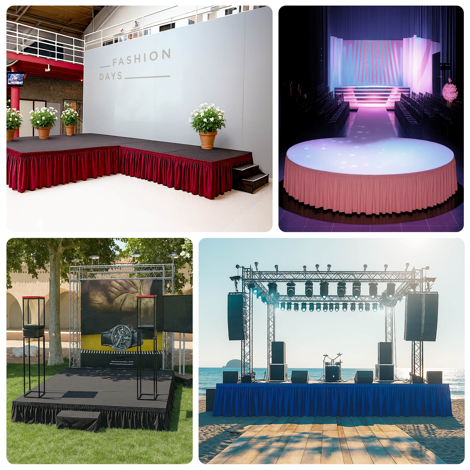 Portable Stage Skirt Black Polyester Platform Skirting Cloth