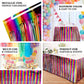 29"x 9FT Rainbow Metallic Tinsel Foil Fringe Table Skirt, Self Adhesive Party Table Skirt