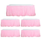 Pink ruffled disposable table skirts for events, 5 pack, 14ft long.