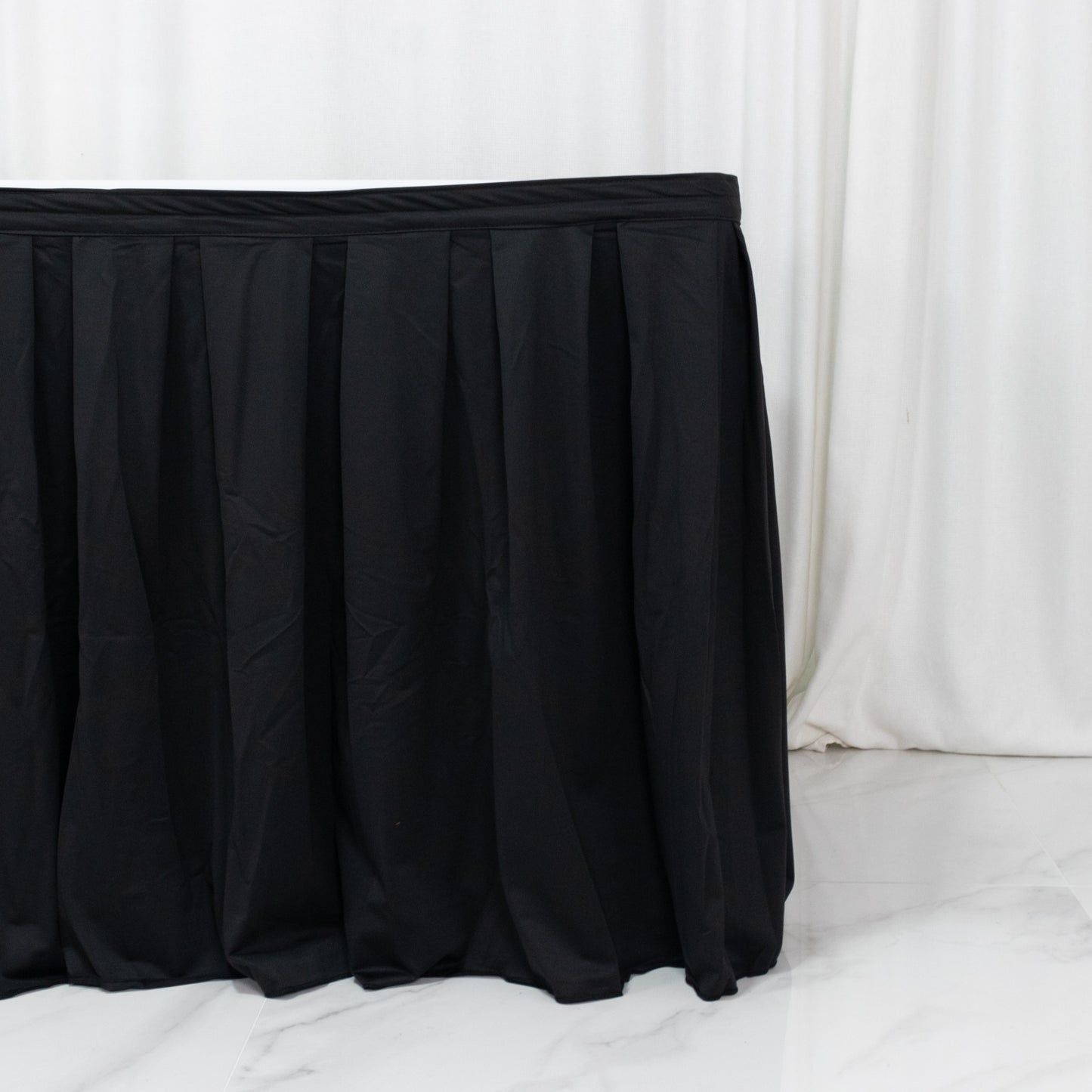 14ft Scuba Table Skirt Black - Shirred Pleat Wrinkle Free & Stain Resistant Event Skirting