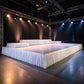 Portable Scuba Stage Skirt White Shirred Pleated Stage Cover for Wedding & Event Platforms - Wrinkle