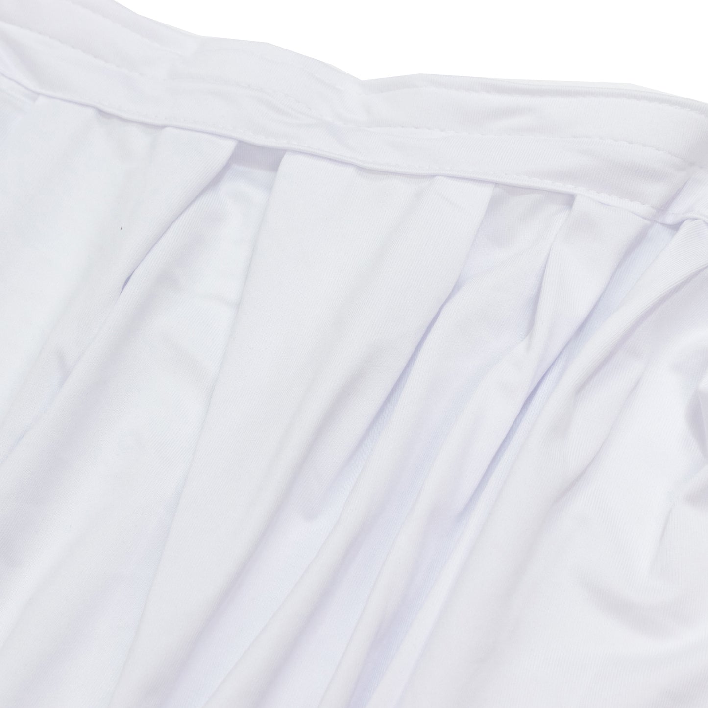 Portable Scuba Stage Skirt White Shirred Pleated Stage Cover for Wedding & Event Platforms - Wrinkle