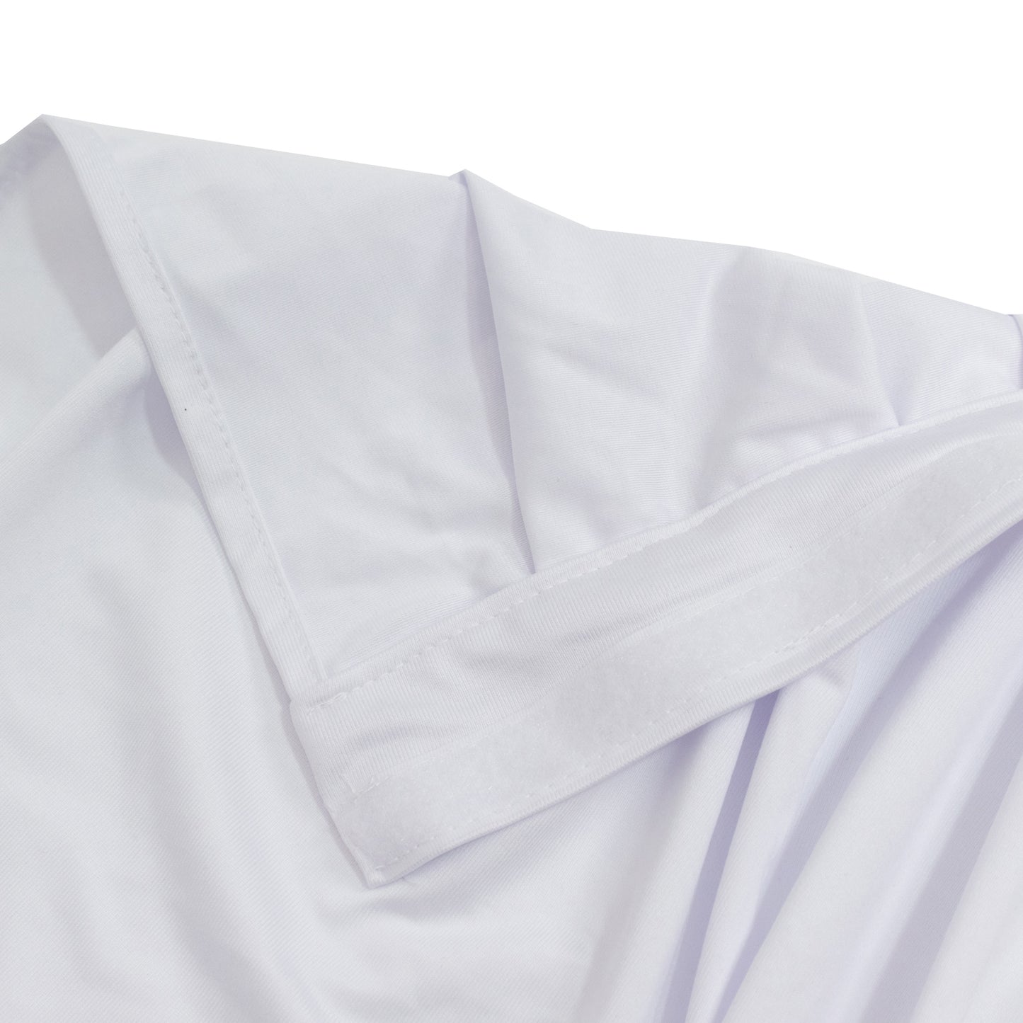 Portable Scuba Stage Skirt White Shirred Pleated Stage Cover for Wedding & Event Platforms - Wrinkle