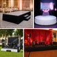 Elegant shirred pleated stage skirt offering smooth draping and a tailored finish for event platform