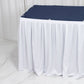 White 17ft scuba table skirt with shirred pleat, wrinkle-free and stain resistant.
