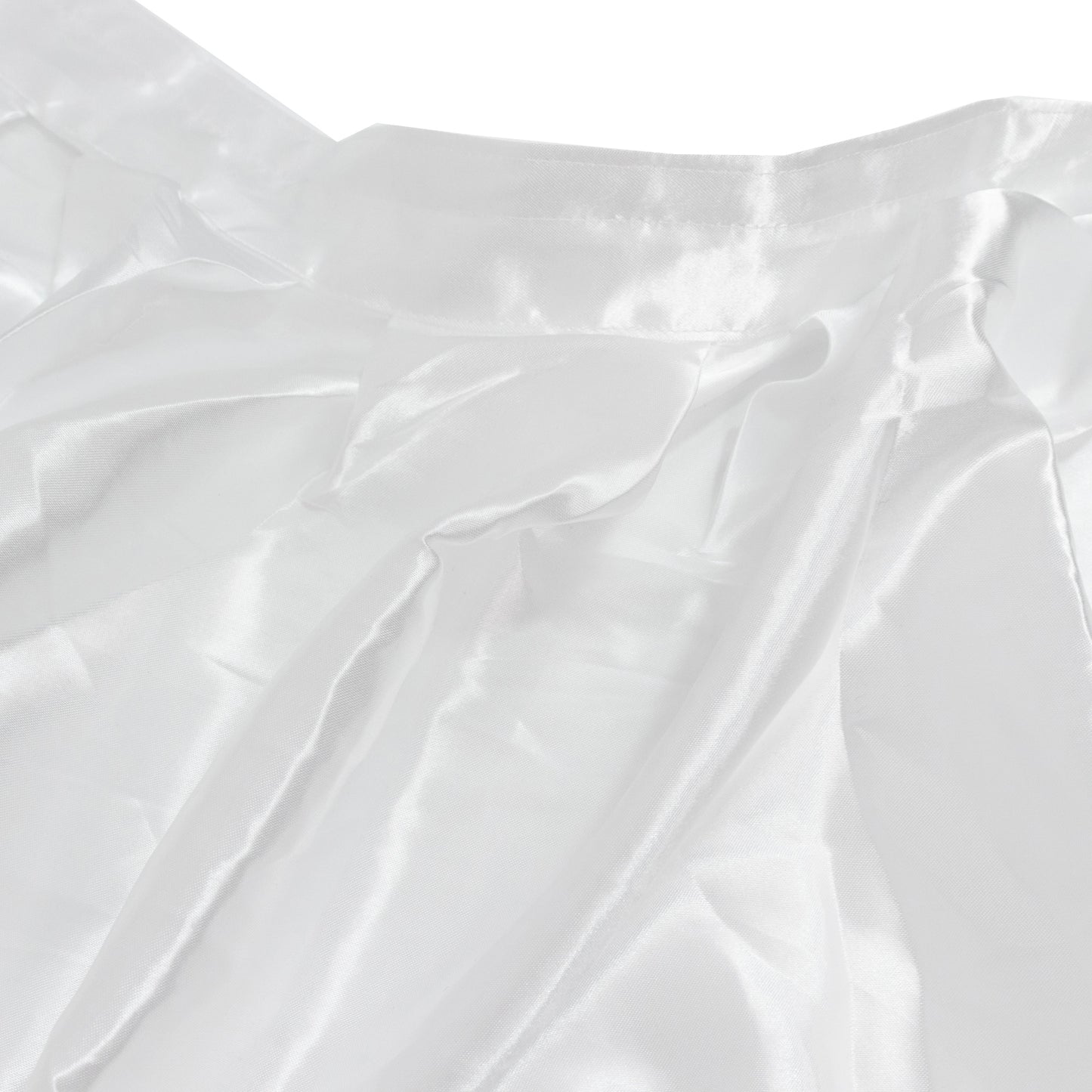 Portable Satin Stage Skirt White Shirred Pleated Stage Cover for Wedding & Event Platforms - 48"x20f