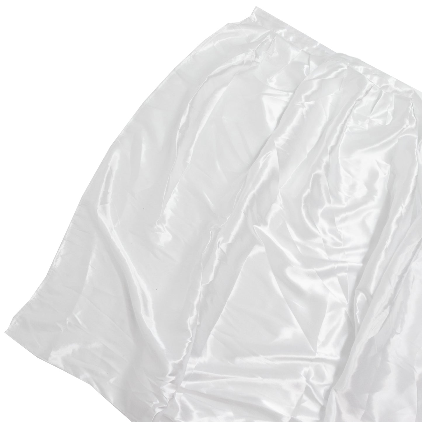 Portable Satin Stage Skirt White Shirred Pleated Stage Cover for Wedding & Event Platforms - 48"x20f