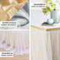 White 48" two-layered tulle and satin table skirt, 17FT long, elegant table decor.