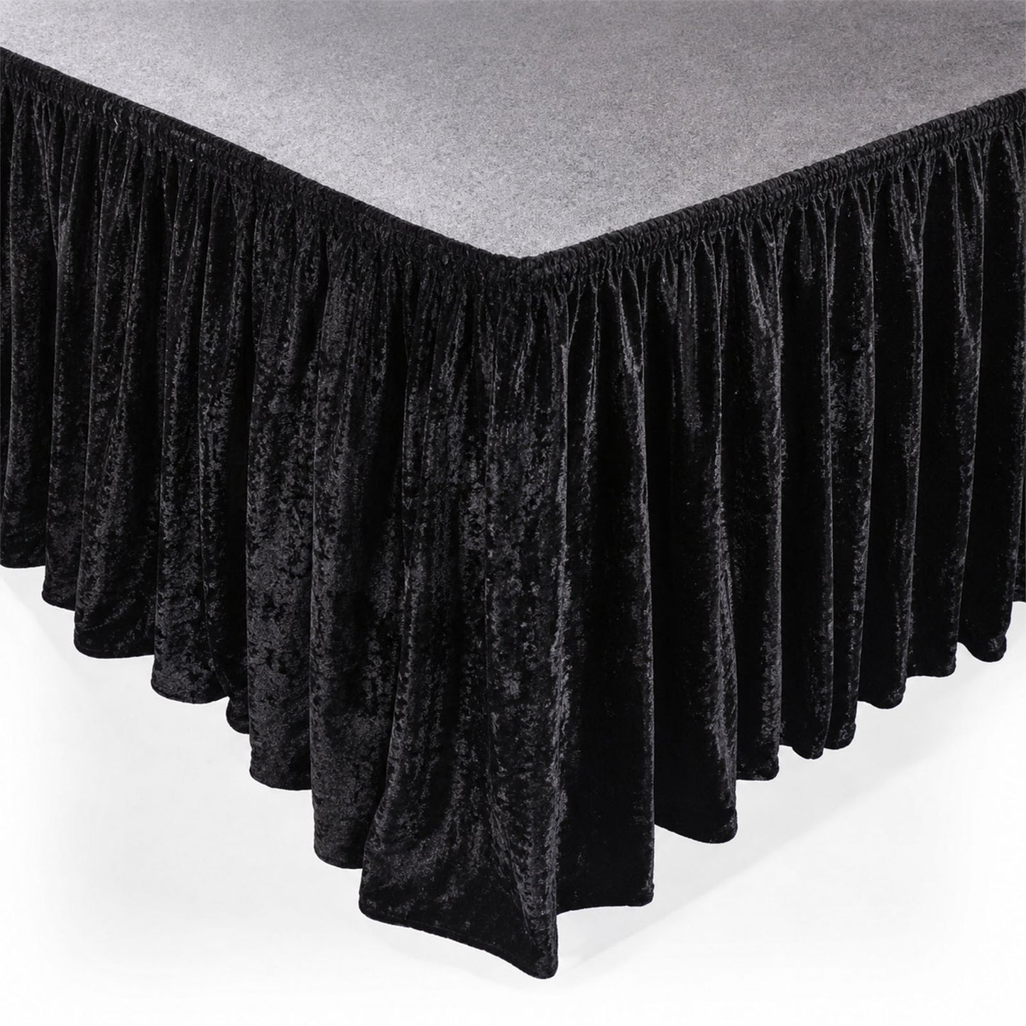 Portable Stage Skirting Crushed Velvet Black Shirred Pleat Cover for Wedding & Event Platforms - 36"