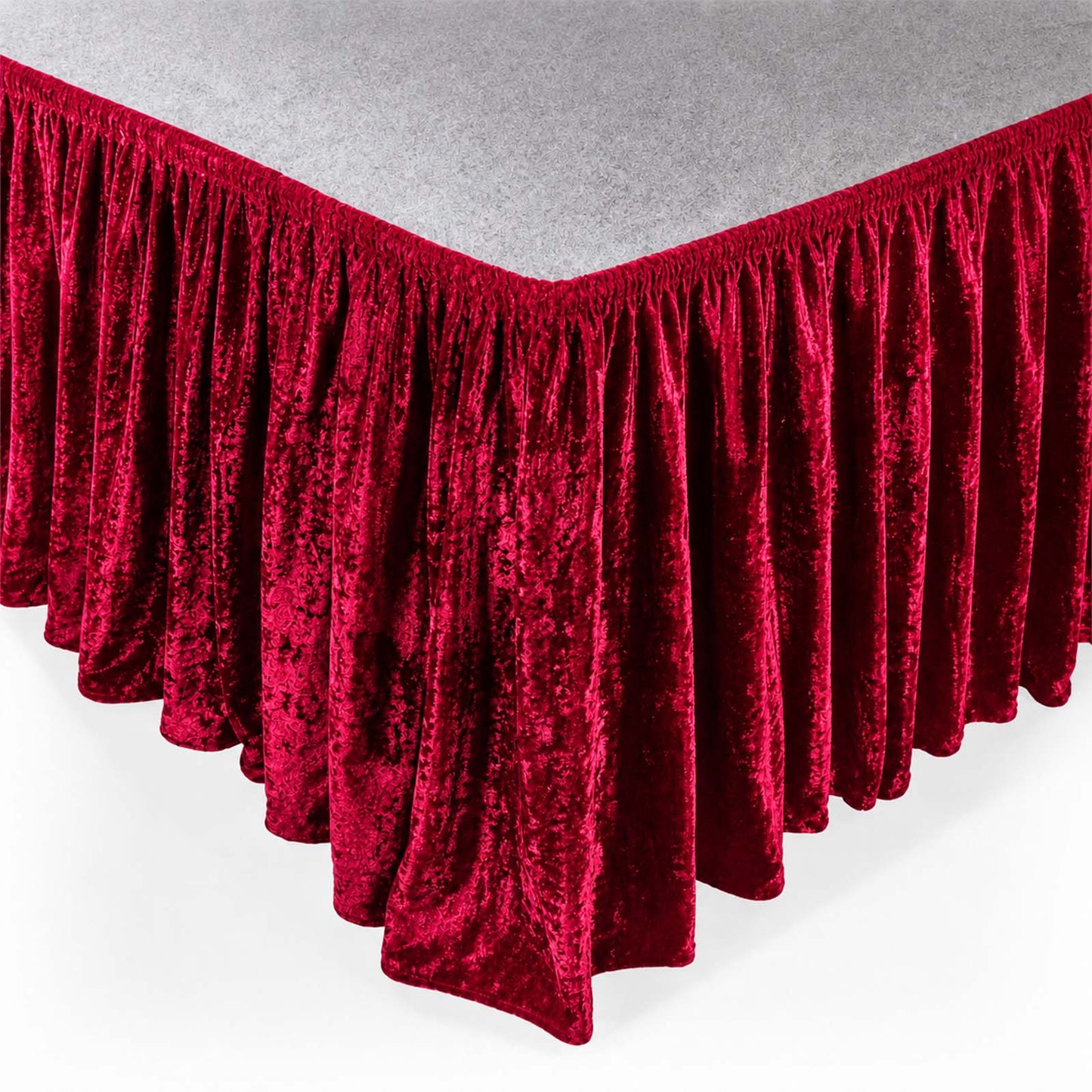 Portable Stage Skirting Crushed Velvet Red Shirred Pleat Cover for Wedding & Event Platforms - 36"x2