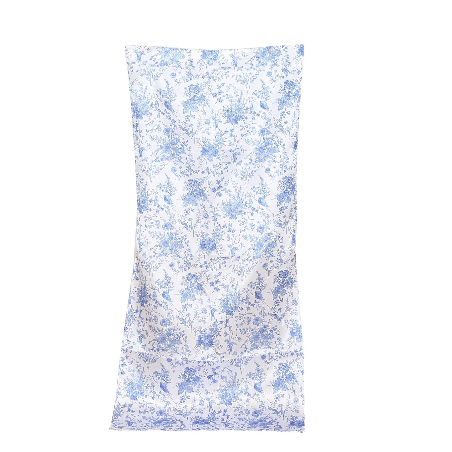 White Blue Satin Chiavari Chair Slipcover in French Toile Floral Print, Wedding Chair Back Cover