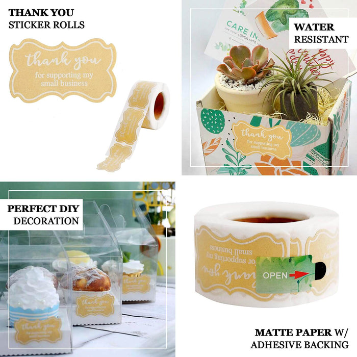 gold "Thank You for Supporting My Small Business" stickers for DIY envelope seals.