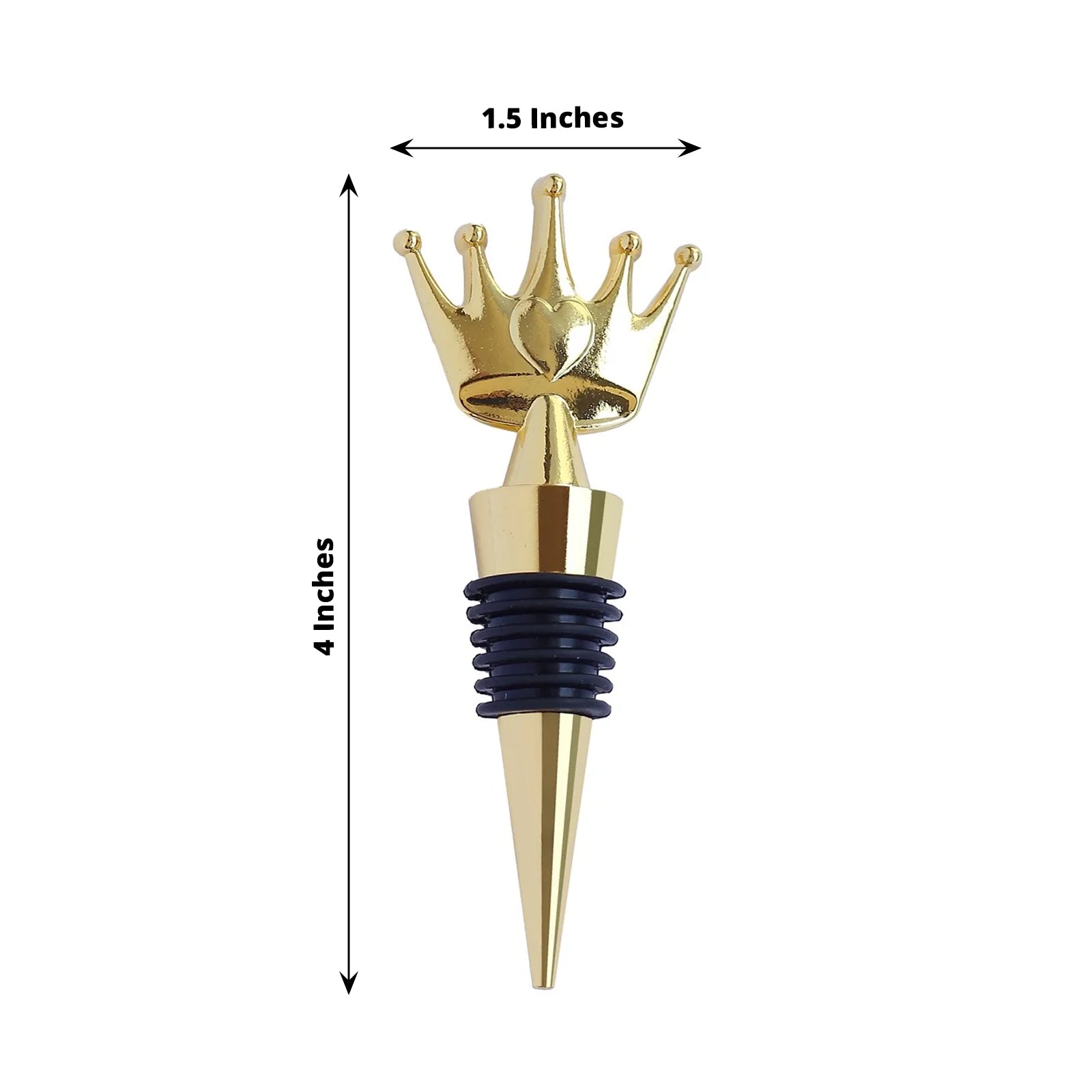 Gold metal princess crown wine bottle stopper with clear gift box.