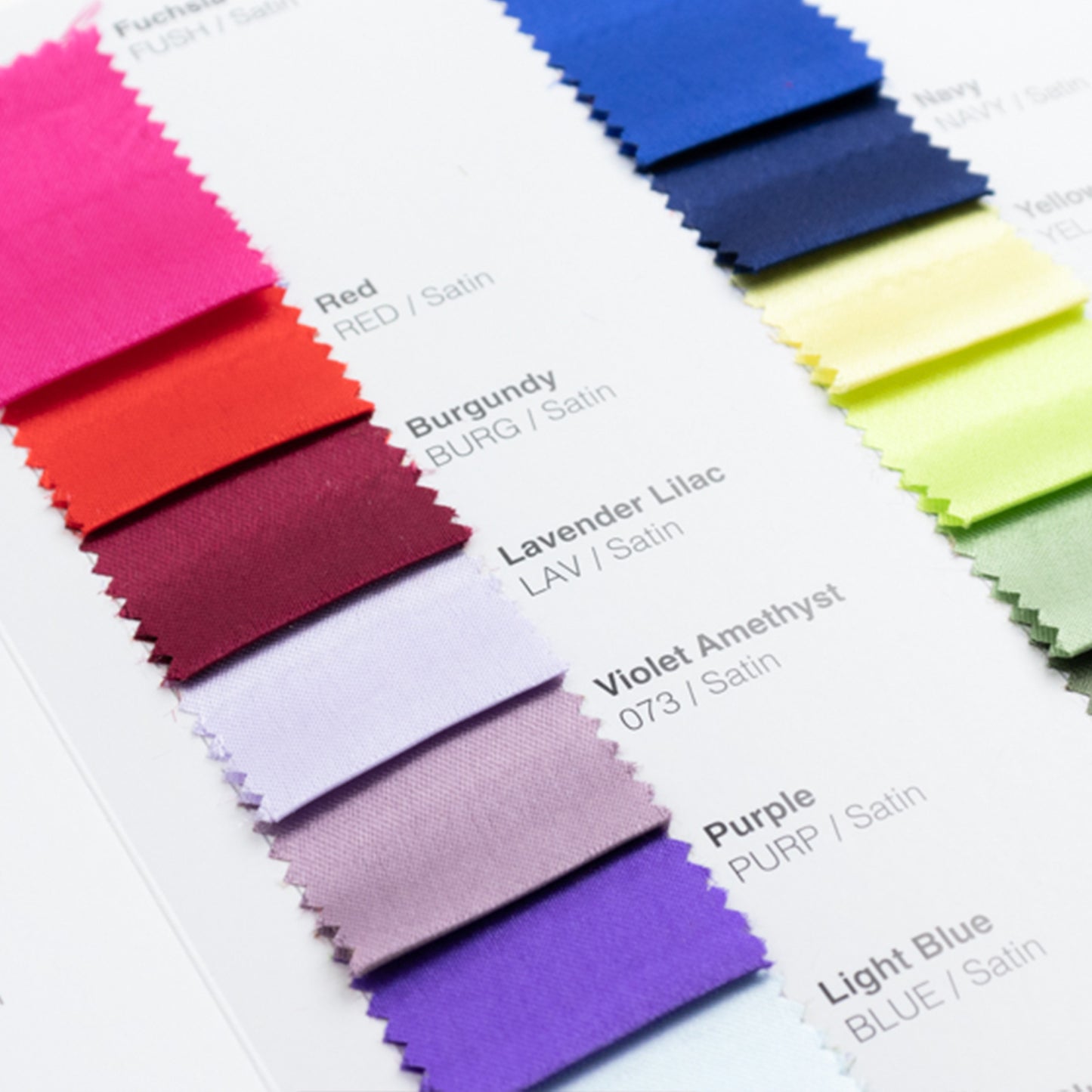 Satin Fabric Sample Book - 34 Colors, High-Quality Swatches for Upholstery, Sewing and Craft Projects