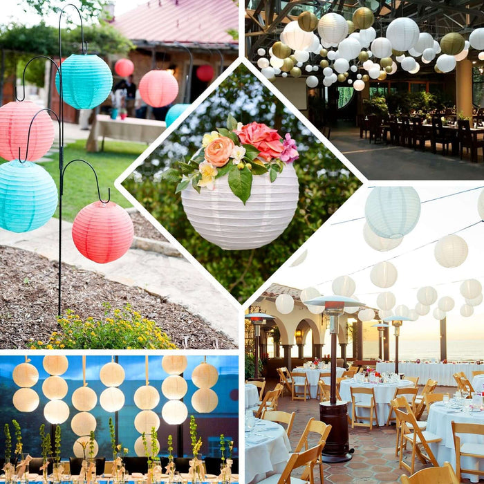 Set of 8 red and gold hanging paper lanterns in various sizes for decoration.