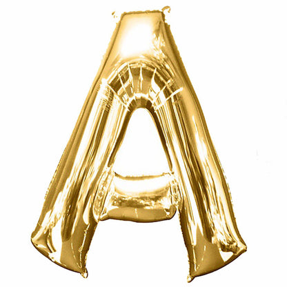 Gold letter balloon, shiny metallic mylar, perfect for celebrations.