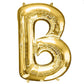 35" Gold Letter Balloon, Shiny Metallic Mylar Foil Helium/Air Alphabet Balloon - B