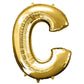 35" Gold Letter Balloon, Shiny Metallic Mylar Foil Helium/Air Alphabet Balloon - C