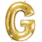 35" Gold Letter Balloon, Shiny Metallic Mylar Foil Helium/Air Alphabet Balloon - G