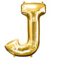 35" Gold Letter Balloon, Shiny Metallic Mylar Foil Helium/Air Alphabet Balloon - J