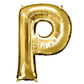 35" Gold Letter Balloon, Shiny Metallic Mylar Foil Helium/Air Alphabet Balloon - P