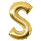 35" Gold Letter Balloon, Shiny Metallic Mylar Foil Helium/Air Alphabet Balloon - S