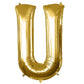 35" Gold Letter Balloon, Shiny Metallic Mylar Foil Helium/Air Alphabet Balloon - U