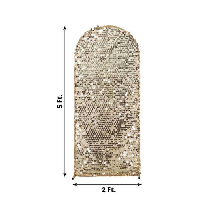 5ft Sparkly Champagne Big Payette Sequin Fitted Wedding Arch Cover for Round Top Chiara Backdrop Stand