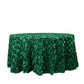 Hunter Emerald Green 3D Rosette Satin Round Tablecloth In 120 Inch