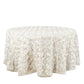 120inch Ivory Grandiose 3D Rosette Satin Round Tablecloth