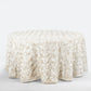 120" Ivory Seamless Grandiose 3D Rosette Satin Round Tablecloth