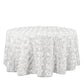 120inch White Grandiose 3D Rosette Satin Round Tablecloth