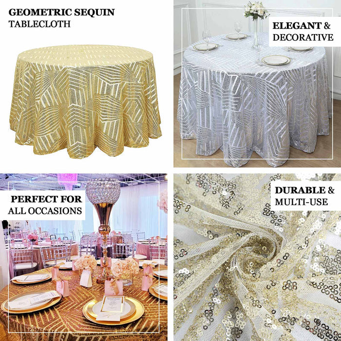 Gold sequin round tablecloth, elegant and decorative for all occasions.