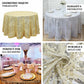 Gold sequin round tablecloth for elegant and decorative occasions.
